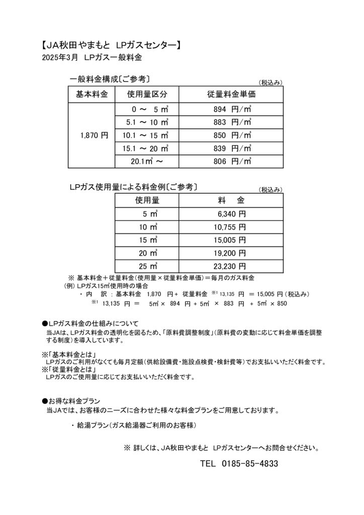 LPガス料金（令和7年3月）のサムネイル